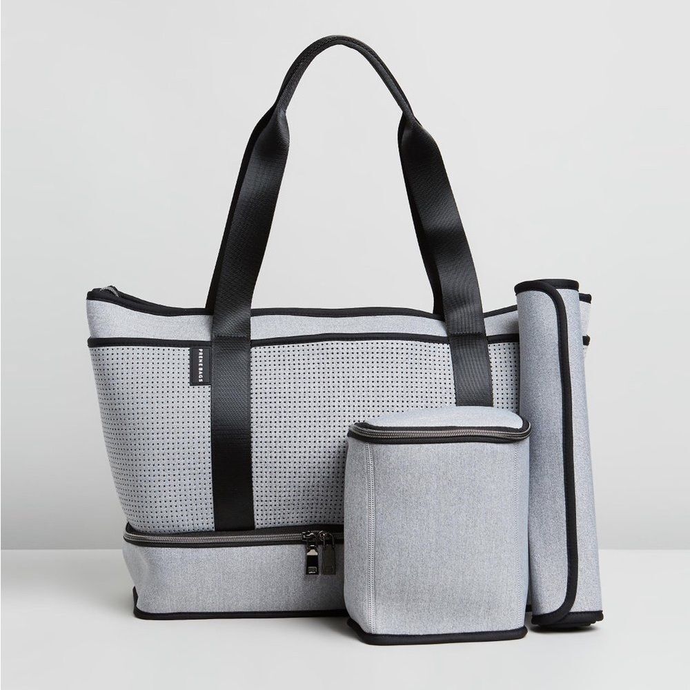 Light Gray Perforated Tote Bag with Black Trim